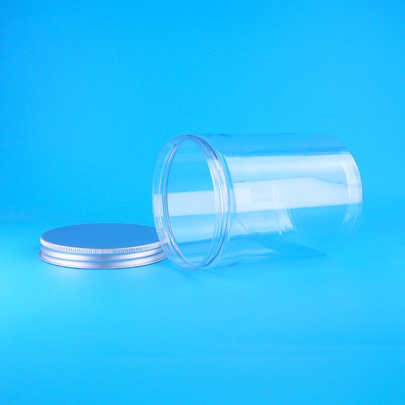 প্রশস্ত মুখ লাল ডেট অলিভ পপকর্ন গোলাকার স্বচ্ছ পিইটি ফুড গ্রেড জার স্ক্রু ফ্ল্যাট ঢাকনা