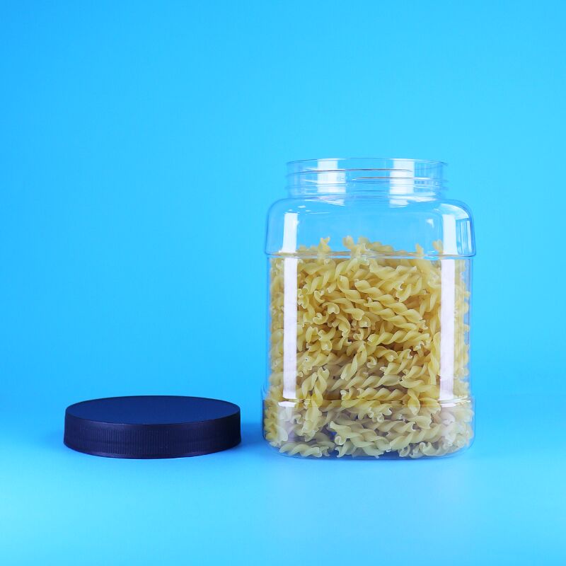 কাস্টম স্কয়ার পিইটি প্লাস্টিক জার with Well Sealing Food Grade Lid for Cookies and Nuts