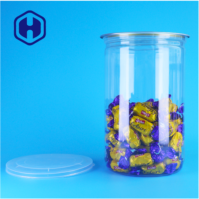 Cereal Pet Treats Mixed Nuts Bpa Free Clear Plastic PET Can With Aluminum Lid For For (অ্যালুমিনিয়াম ঢাকনা সহ BPA মুক্ত স্বচ্ছ প্লাস্টিকের পিইটি ক্যান)