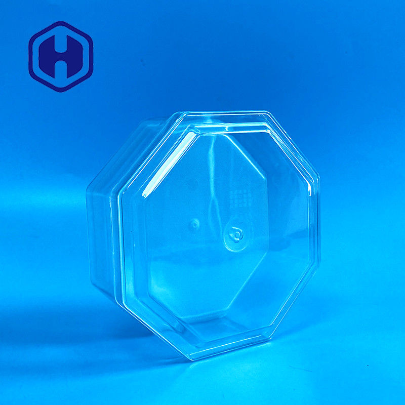 অষ্টকোণী কাস্টম বাদাম মাংস কিউবিলোজ 15oz পরিষ্কার পিইটি বক্স