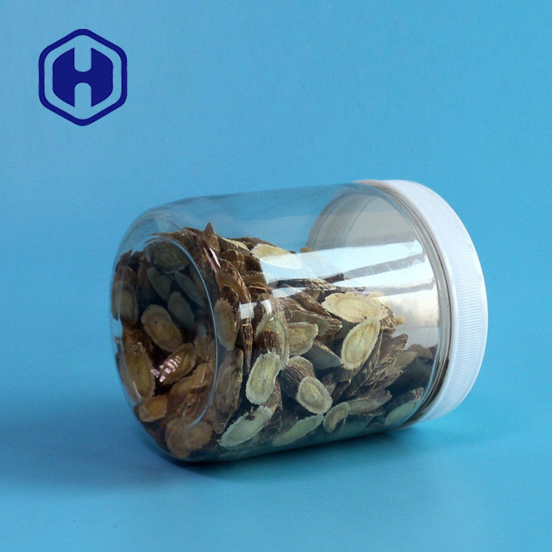 বৃত্তাকার 510ml 87mm লিক প্রুফ প্লাস্টিক জার চিনি চুইংগাম PET স্টোরেজ জার