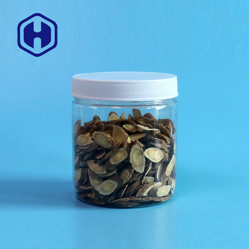 বৃত্তাকার 510ml 87mm লিক প্রুফ প্লাস্টিক জার চিনি চুইংগাম PET স্টোরেজ জার