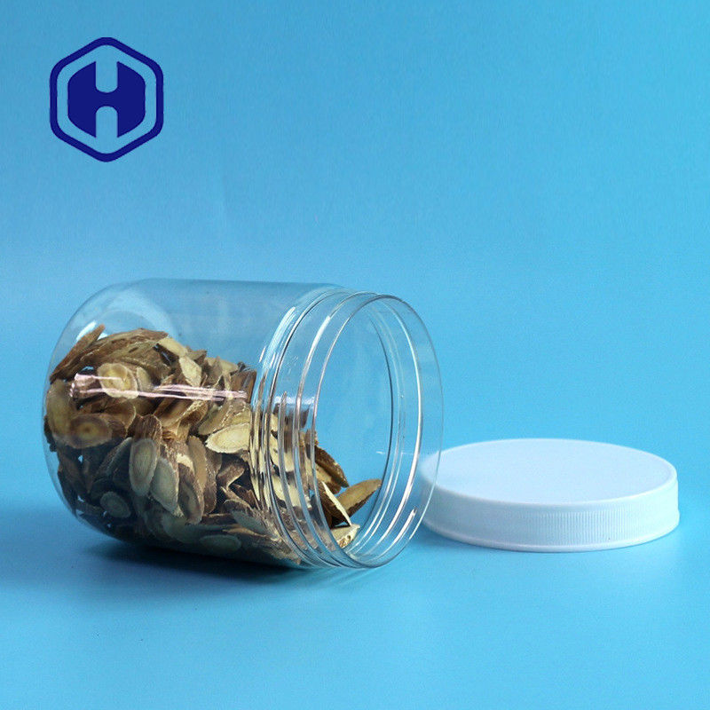 বৃত্তাকার 510ml 87mm লিক প্রুফ প্লাস্টিক জার চিনি চুইংগাম PET স্টোরেজ জার