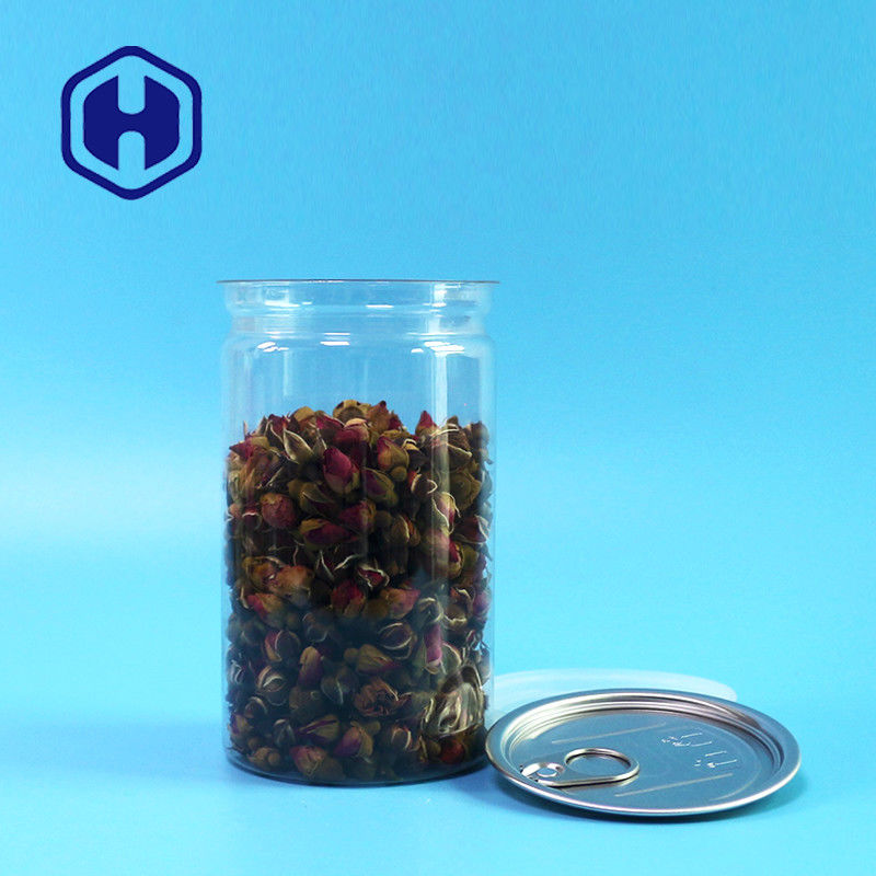 রাউন্ড 16.9oz ইজি ওপেন প্লাস্টিক পিইটি ক্যান 500 মিলি স্ন্যাকসের জন্য শুকনো বেরি চিনাবাদাম
