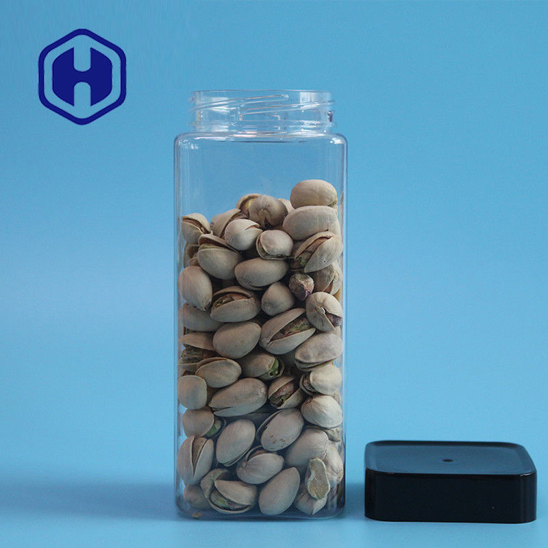 ক্লিয়ার খালি লিক প্রুফ প্লাস্টিক জার বিস্কুট রাইস প্যাকেজিং 555ml ফুড স্কয়ার PET জার