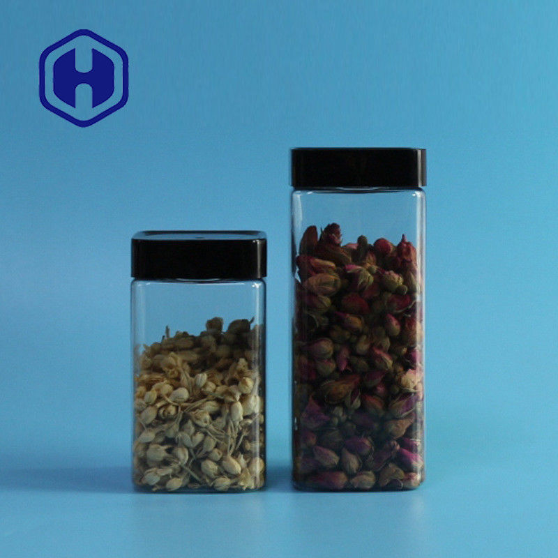 ক্লিয়ার খালি লিক প্রুফ প্লাস্টিক জার বিস্কুট রাইস প্যাকেজিং 555ml ফুড স্কয়ার PET জার