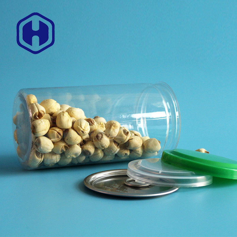 211# 440ml ক্লিয়ার প্লাস্টিকের ক্যান বীজ চকলেট বিস্কুট বার ইজি ওপেন এন্ড পিইটি ক্যান