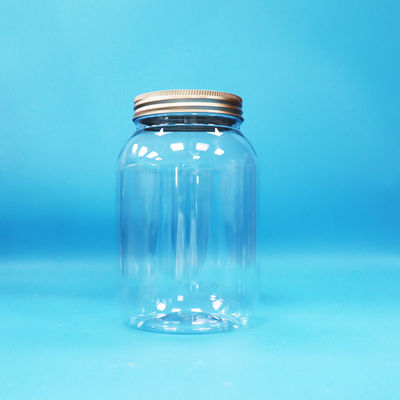 খাদ্য গ্রেড পরিষ্কার পিইটি প্লাস্টিক বৃত্তাকার জার অ্যালুমিনিয়াম স্ক্রু ফ্ল্যাট ক্যাপ খাদ্য মিষ্টি বাদাম জন্য