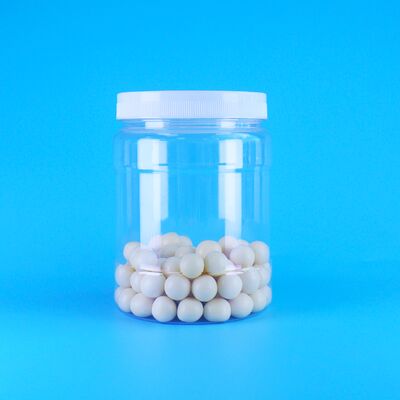 বায়ুরোধী স্বচ্ছ পিইটি প্লাস্টিক কফি ক্যান্ডি ওয়ালনট স্যান্ডউইচ কুকিজ ক্রিস্পি বাদাম জার ক্যাপ