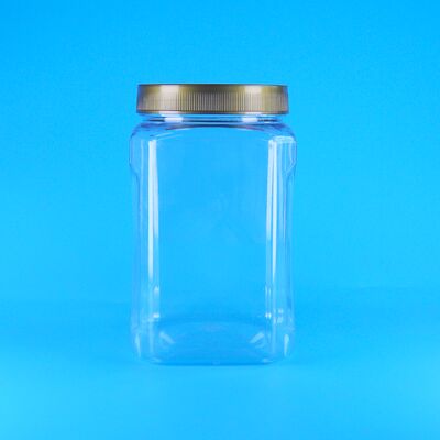 পিইটি বর্গক্ষেত্র আকৃতির স্বচ্ছ বাদামী ঢাকনা প্লাস্টিক খাদ্য গ্রেড কুকিজ বাদাম শুকনো ফল জার