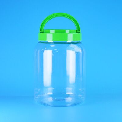 স্বচ্ছ খাদ্য লোডিং ক্যান্ডি ফ্লস মাখন কুকি পিইটি গোলাকার প্লাস্টিকের জার স্ক্রু ক্যাপ