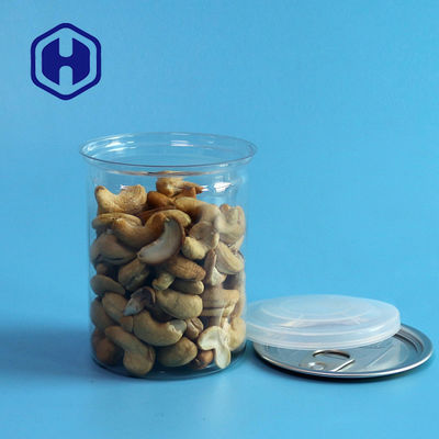 পুল রিং সহ 300ml কাজু বাদাম চিনাবাদাম মিশ্রিত বাদাম প্যাকিং সহ স্বচ্ছ পিইটি প্লাস্টিকের ক্যান